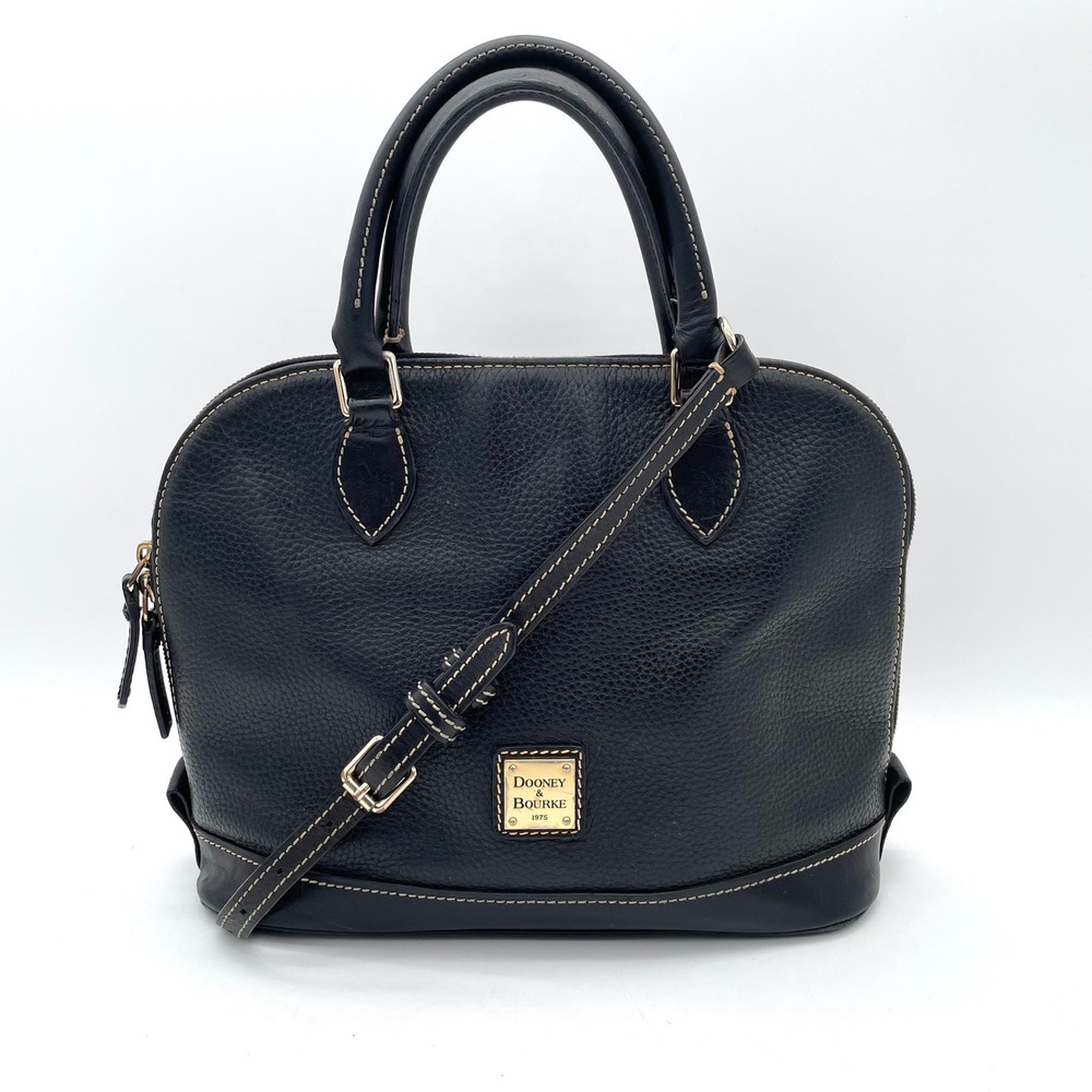 Dooney & Bourke Satchel Leather Women Medium Black Good Pebble Grain Domed Bag